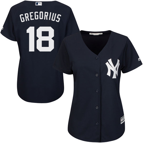 Yankees #18 Didi Gregorius Navy Blue Alternate Women's Stitched MLB Jersey